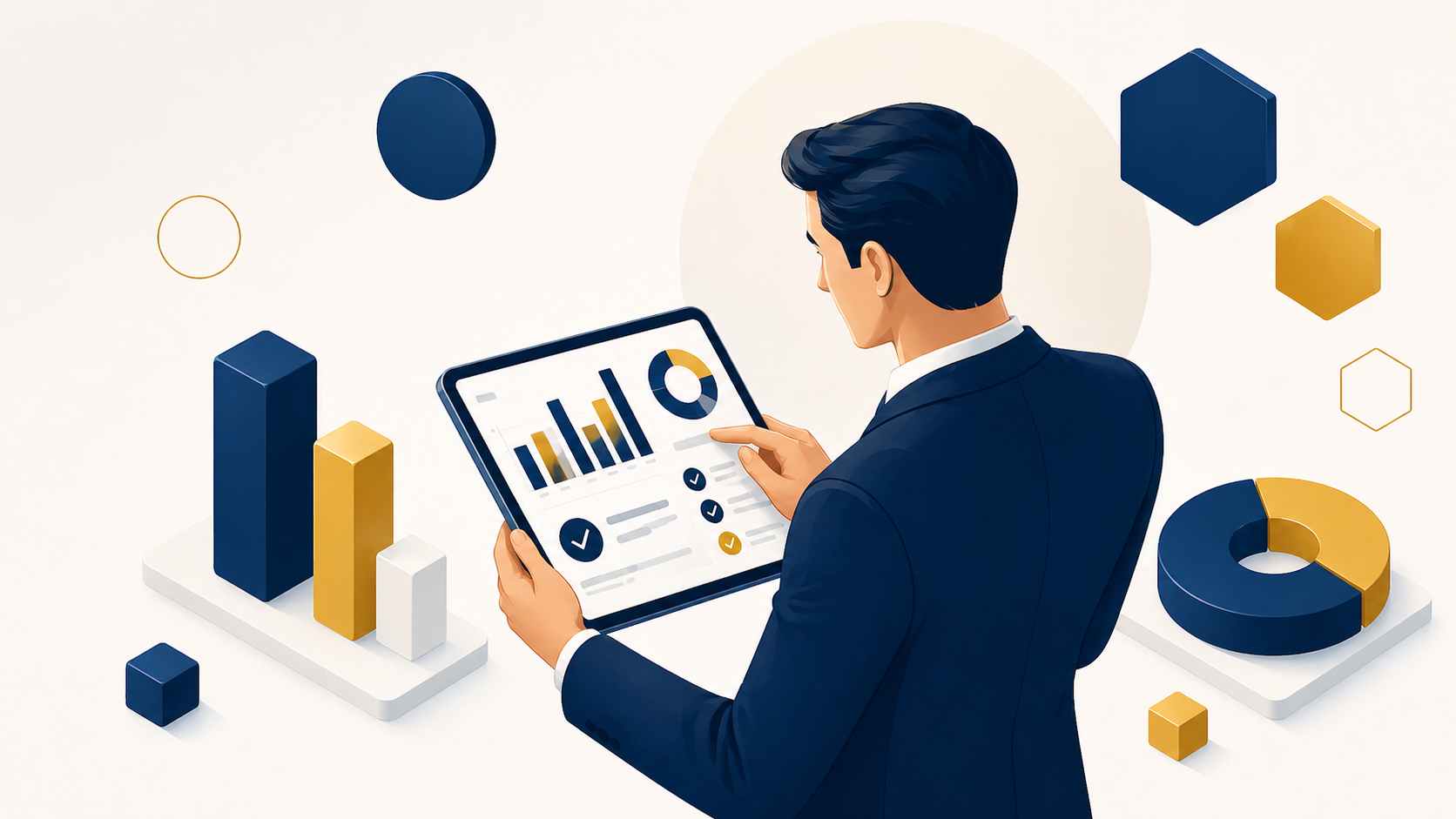 An audit partner reviewing AuditPro Suite on a tablet — the complete audit-firm operating system